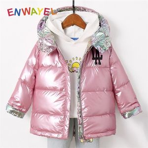 Enwayel unisex crianças para baixo jaquetas para meninos meninas crianças casaco com capuz roupas aquecer casacos outwear outono inverno lj201017