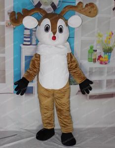 Halloween red nose reindeer Mascot Costume Top quality Cartoon Character Outfits Adults Size Christmas Outdoor Theme Party Adults Outfit Suit