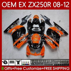 OEM Body for Kawasaki Orange Black Ninja EX250 ZX250 R EX ZX 250R ZX-250R 2008-2012 81NO.45 Ex-250 ZX250R 2008 2009 2010 2011 2012 EX250R 08 09 10 11 12 Injektionsfeoking