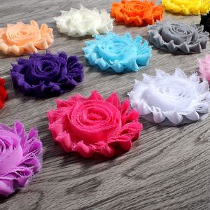 120 lote Colors moda chique chifby chiffon flores para acessórios de cabelo para crianças d flores de tecido desgastado para headbands lj201226