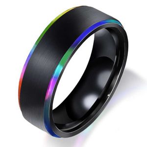 Męskie Damskie Rainbow Kolorowe LGBT Pierścień Ze Stali Nierdzewnej Zespół ślubny Lebian Gay Pierścienie Drop Shipping
