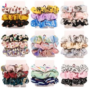 3 teile / satz Ripsassen Blumendruck Hairbands Mädchen Haare Krawatte Seil Elastic Horrige Pferdeschwanzhalter Mode Haarschmuck 21 Stilsorten M3282