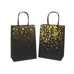 Black Printed Handbag Gift Wrap Fashion Kraft Paper Shopping Bag Bronzing Pattern Gifts Storage Bags 5 Styles