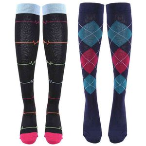 1 paio di calze a compressione da corsa calze sportive impermeabili calze elastiche per la cura del polpaccio per la maratona ciclismo calcio vene varicose Y1222