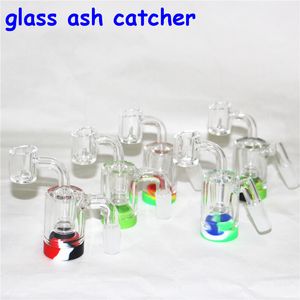 Catchers de cinzas de bong de vidro 14mm 18mm espessura Pyrex vidro bubbler cinzas 45 tubos de água de cílios de vidro de 90 graus