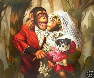 Monkey s Wedding Ingelijst Unframed Home Decor Handpainted HD Print Olieverf op Canvas Wall Art Canvas Pictures eh16