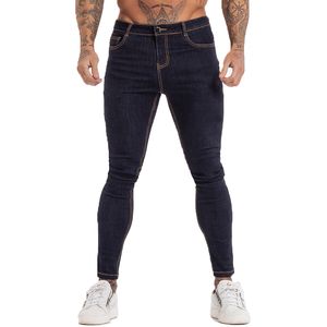 Wholesale comfortable skinny jeans for sale - Group buy GINGTTO Men s Skinny Jeans Blue High Waist Classic Hip Hop Stretch Men Pants Cotton Comfortable Soft Full Length zm124