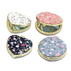 Makeup Mirror Printing Double Sided Folding Mirror Lightweight Portable Pocket Round Mirrors Retro Cloth