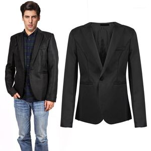Men's Suits & Blazers Wholesale- Men Formal Slim Fit Blazer Suit Business Coat Wedding Party Tops Hombre Jackets Grey Black1