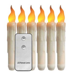 Pack of 12 Remote Warm White flameless battery candles, Amber long taper led candles,electronic candles ,battery not included H1222