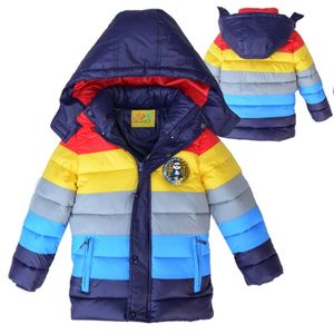Novo navio de inverno crianças jaquetas meninos meninas aquecer casaco crianças outerwear casacos listra roupa para bebê roupas quentes 5 201126