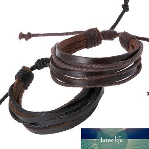 Fashion 100% Hand-Woven Jewelry Wrap Multilayer Leather Braided Rope Wristband ,Men Bracelets & Bangles for Women