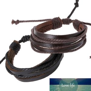 Moda 100% gioielli tessuti a mano avvolgere il cinturino in corda intrecciata in pelle multistrato, bracciali da uomo braccialetti per le donne