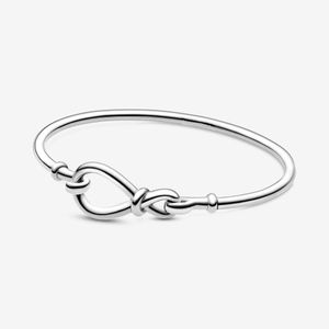 Alta lucidatura 100% argento sterling 925 Infinity Knot Bangle moda matrimonio fidanzamento creazione di gioielli per regali da donna