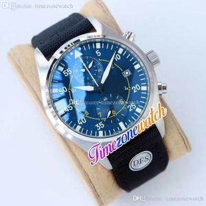 Billiga New Date Mens Watch Quartz Steel Case Vit Händer Blue Ring Black Leather Nylon Strap Högkvalitativ TimeZoneWatch E175A5