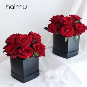 Gift Wrap Heart Shape Solid Flower Paper Boxes Kram Bucket Packaging Box Candy Bar Party Wedding Favor Supply1