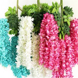 Gerniere Artificial Flowers Appeso Ghirlanda Vite Rattan Fiori Fiori Fiori Fiori di seta per la casa Giardino Decorazione di nozze Q2