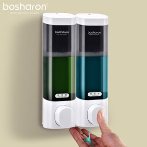 300ml flytande tvål dispenser väggmontering badrum tillbehör plast shampoo dispensers kök tvättmedel bad dusch gel flaska y200407