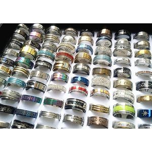 Ringas de banda por atacado 50pcs lotes mistos masculino anéis de aço inoxidável Jóias de moda Party ing r wmtbms Queen66