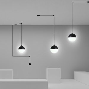 Modern pendellampa LED L￥ngtr￥dsupph￤ngningslampor Diy Chandelier Loft Decor Kitchen Island Glass Ball lampor med h￤ngare