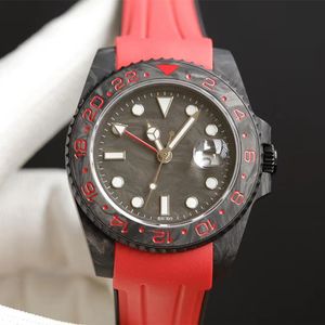 Carbon fiber mechanical wrist watch 40mm 2836 movement rubber watchband multi-color emerald luminous sapphire mirror2876