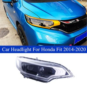 Car DayTime Head Light för Honda Fit 2014-2020 LED DRL Headlight Assembly High Beam Vinkel Ögonbil Tillbehör Lampa