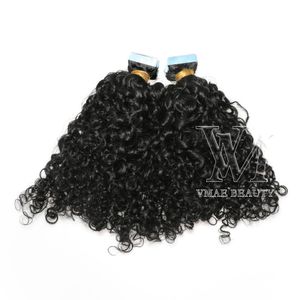 VMAE 11A Tape Ins Human Hair Extensions Mongolian skórka wyrównana Vrigin Naturalna czarna 100 g 2,5 g/kawałek afro perwersyjne kręcone