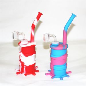 hookahs Silicone Barrel Rigs Mini Rigs Dab Jar Bongs Water pipe Silicon Oil Drum glass nectar