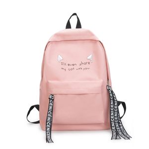 Mochila Escolar Casual Torba Cute Kot Cartoon Drukowane Travel Student Girl Girl School Bag Kobiety Plecak