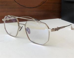 Neue optische Brillen im Modedesign 8034, quadratischer Metallrahmen mit exquisitem Lasermuster, einfache und vielseitige transparente Retro-Brille