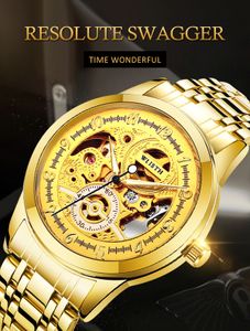 Top Brand Luxury Golden Hollow Orologio automatico da uomo Orologi meccanici in acciaio per uomo WLISTH Orologi da polso meccanici Dropshipping