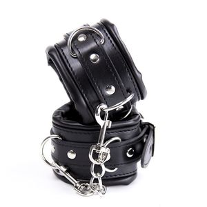 Bondage Soft Polded Black PU Läder Handbojor AnkleCuffs, Hand Cuffs Ankel Bondage Restraints BDSM sexleksaker för par # 766