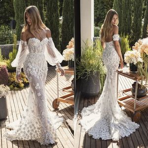 2021 New Wedding Dresses Sexy Sweetheart Lace Beads Appliques Bridal Gowns Custom Made Open Back Sweep Train Mermaid Wedding Dress