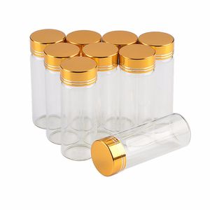 30 x 80 mm, 24 Stück, 40 ml, Glasflaschen, Aluminiumschraube, goldene Kappe, leer, transparent, klare Flüssigkeit, Geschenkbehälter, Wunschflasche, Gläser