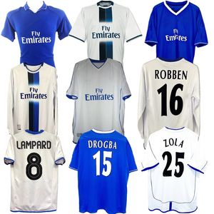 2001 2002 2003 2004 2005 Drogba LAMPARD retro camisa de futebol GUDJOHNSEN VERON Mutu Crespo Hasselbaink Zola TERRY ROBBEN cfc clássico camisa de futebol vintage