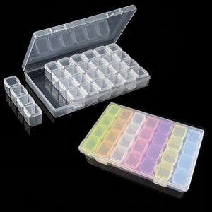 28 Grids Nail Art Storage Box Acrylic Empty Crystal Beads Jewelry Decoration Nail Art Accessories Storage Case Removable