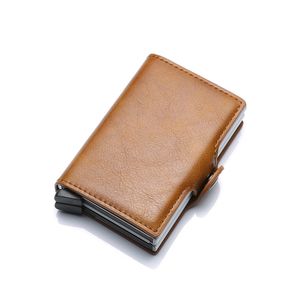 Rfid Blocking Protection Men id Credit Card Holder Wallet Leather Metal Aluminum Business Bank Card Case CreditCard Cardholder