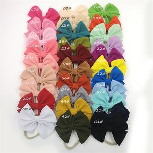 Meninas Baby Bow Headband 30 Cores Turbante Color Sólido Elasticity Acessórios De Cabelo Moda Crianças Cabelo Bow Boutique Bow-Nó Banda 332 K2