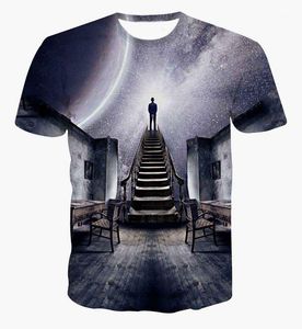 Мужские футболки оптом-алисисты мужские / женские Galaxy Space футболка для футболки я мог видеть вселенную 3D футболку повседневная Unisex Corn Sleev