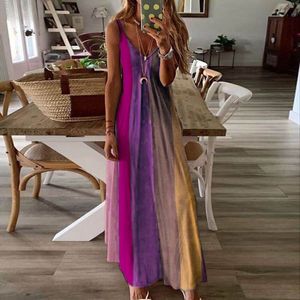 Sexy New Womens Beach V-neck halter dress with colorful gradient Casual Dress Street Style Dresses Shirt Skirt Big Size S-5XL