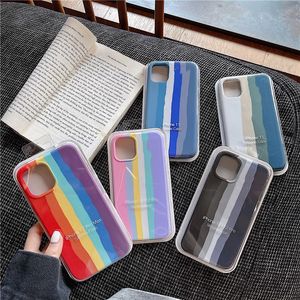 Casos de arco-íris originais de luxo para a Apple iPhone 12 Pro Max 11 x Xs Max XR 6S 7 8 PLUS SE MINI FORMA OFICIAL SILICONE TELEFONE TELEFONE