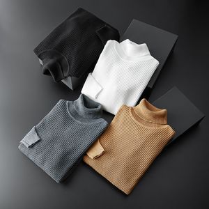 2022 Nya Luxury Turtleneck Tröjor Mäns Förtjockning Varm Bottom Stickad Tröja Solid Färg Herrkläder Vinter