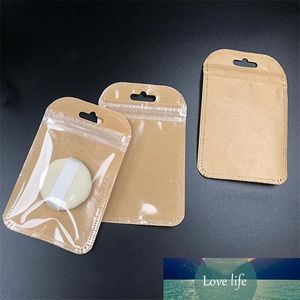 100 pcs 7 * 11cm Pequeno bolsa de papel kraft jóias zipadas reclosable poli sacos limpar mini bolsa grossa