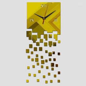 Väggklockor klocka horloge titta på stora 3d diy akryl spegel reloj pared kvarts vardagsrum modern försäljning1