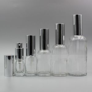 5 10 15 20 30 50 100ML Glass Fine Mist Spray Vial Bottle Atomizers with Silver Sprayer Perfume Makeup Water Pure Dew Cosmetic Container