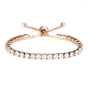 Tennis Micro-Mosaic Zirkon Armband Kvinnliga Par Enkla Justerbara Smycken Dam Rose Gold Silver Armband11