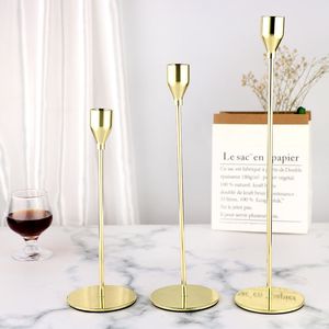 3Pcs Set Chinese Style Metal Candle Holders Simple Golden Wedding Decoration Bar Party Living Room Decor Home Decor Candlestick Q2