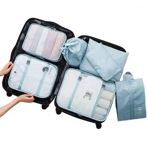 Borse portaoggetti Borsa da viaggio per bagagli 7 pezzi / set Contenitore portatile impermeabile per abiti Scarpe Biancheria intima Organizzatore
