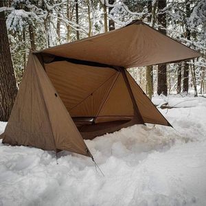 3 Temporada Pessoa dupla de camping tenda Ultralight nylon abrigo tenda para padeiro para sobrevivência de Bushcraft caçando caminhadas