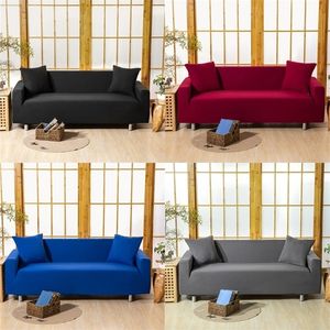 Vin Röd Solid Enkel Stitching Soffa Cover Slipcover Stretch Elastic Spanex / Polyester Chair LoveSeat L Form Sofa Protector 201222